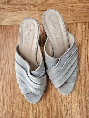 Mint & Rose Pale Blue Suede Slide Mules Size 8/EU 39